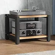 MegLob AV Media Stand, Modern AV Media Shelf Storage Cabinet, Stereo Audio Component Rack, Game Console Server Racks, Audio-Video Media Stand for DVD Players/Cable Boxes,Oak color 2 tiers