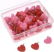 Qeesio 50Pcs Love Heart Push Pins Message Boards Signs Tacks Map Indicator Location Pins
