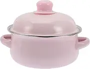 Abaodam Enamel Stockpot with Dual Handles Vintage Enameled Cooking Pot for Soups Stews Sturdy Design for Family Meals Nonstick Interior Stylish Kitchen Cookware