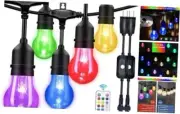 Outdoor Patio Lights Color Changing,48FT RGB LED String Lights Plug A55 48FT