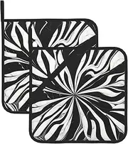Black and White Marble Potholders BBQ Pot Holders for Heat Resistant Potholder, Hot Pads,Cooking Baking(2-Pack)