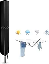 Rotary Airer Protective Cover, 600D Oxford Fabric, 180 x 18 x 18 cm, Washing Umbrella Cover with Zip and Storage Bag, Clothes Line Cover, Black Drawstring, Waterproof, Anti-UV