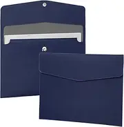 FYY File Folder, PU Leather A4 Document Holder File Organizer Filing Envelope Portfolio Case Tablet Sleeve with Magnetic Snap Closure for Home School Office Stationery DarkBlue