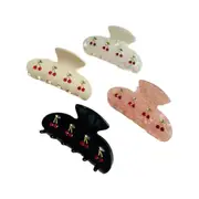 4pcs Cute Cherry Hair Clips Shark Clip Back Head Scratch Clip Hair Accessories
