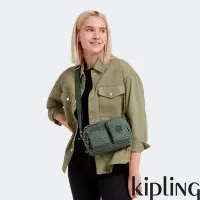 在飛比找Yahoo奇摩購物中心優惠-Kipling 軍綠老花格紋實用多前袋側肩包-ALBENA