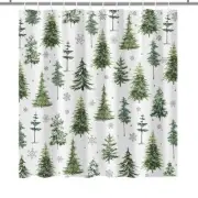 Christmas Pine Tree Shower Curtain Greenery Christmas Tree Bathroom Curtain W...
