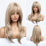 Light Blonde Wigs for Women Charming Highlight Blonde Wigs with Bangs Heat Re...