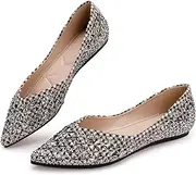 [LIYUHANJIALU] Flats Shoes Women Rhinestone Pointed Head Ballet Flats Comfortable Soft Memory Foam Insole Flat Shoes for Women Comfortable Dress Shoes
