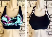 BNWOT Rockwear x2 Bundle High Support Tropical+Leopard Print Sports Bras Size 8