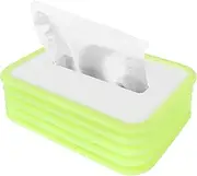 Collapsible Tissue Paper Dispenser Box, Foldable Tissue Holder Case, Silicone Folding Tissue Cover, Wipe Case Napkin Paper Pump for Bathroom, Countertops, Vanity, Bedroom (Green)