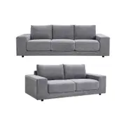 Eliana 4 + 3 Seater Sofa Fabric Uplholstered Lounge Couch - Fog