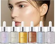Shimmering Body Oil - 30ml Glow Body Shimmer,Liquid Illuminator Body Highlighter, Long Lasting Body Makeup Oil, 6 Colors Shine Glitter Gold Liquid for Women Adults