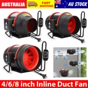 Silent Inline Fan Duct Hydroponic Industrial 4" 6" 8" Extractor Exhaust Vent Kit