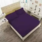 3 PC Velvet King Single Purple 17" Deep Pocket 1 Fitted Sheet & 2 Pillow Cover