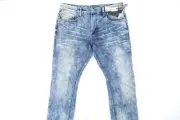BUFFALO DAVID BITTON BLEACH FADED BLUE 36X30 MAX-X SUPER SKINNY STRETCH JEANS