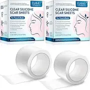 Silicone Scar Sheets, Professional Scar Tape, 2PCS Tape Rolls(2.5 x 150cm Roll-1.5M), Reusable Scar Removal Sheets, Soft Easy-Tear Silicone Scar Tape for For C-Section, Surgery, Burn, Keloid, Acne Etc.