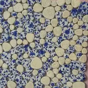 white and blue floral mosaic indoor or outdoor tiles pebble floral