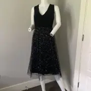 NWT black wedding party dress with sparkly tulle skirt size 14 L Pinup Fashio