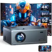 4K Support Projector with Wifi and Bluetooth, Portable Mini Projectors for Ou...