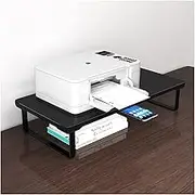 Printer Stand Wood Printer Stand Printer Rack Bracket Office Desktop File Storage Rack Small Shelf Put Printer Rack Office Printer Stand with Storage (Color : Black, Size : 52 * 21 * 8.2cm)