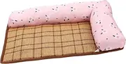Totority Non Slip Summer Dog Cushion Pad Lightweight Portable Rattan Mat for Camping Travel Durable Slip Pet Lying Nest with Comfortable Skin Touch Floral Design