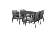 Livsip 5PCS Outdoor Dining Set Black Table and Rattan Chairs