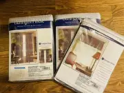 Vintage Burlington House Curtains 2 Panels & 1 Valance Set Hopscotch Navy Plaid