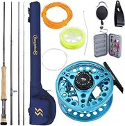 Sougayilang Fly Fishing Rod and Reel, 5/6 Weight 9ft Fly Rod, 4-Piece Graphite Rod, Die Cast Aluminum Reel, Carrying Case, Fly Box & Fishing Flies Fly Fishing Combo Starter Kit
