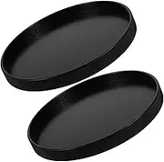 ZUNOXAZ 2pcs Decorative Wood Tray Round Serving Trays for Home Decor Candle Holders Kitchen Dining Room Aesthetic for Coffee Table Living Room