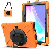 Blllue Case for Samsung Galaxy Tab Active Pro 10.1 Inch SM-T540/SM-T547, 360 Degree Swivel Kickstand Hand Shoulder Strap Shockproof Rugged Protective Case, Orange