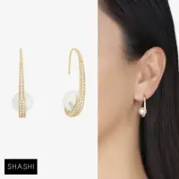 在飛比找momo購物網優惠-【SHASHI】紐約品牌 Michelle 鑲鑽C形耳環 金
