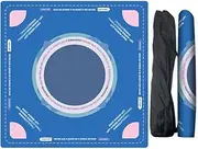 Mahjong Learning Mat(33"X33")，Neoprene Mahjong Mat for Table，Non-Slip, Noise-Reducing Mahjong Table Mat for American (Blue)