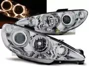 Faros delanteros for Peugeot 206 <2002 Angel Eyes Chrome RHD/LHD Envío gratis LP