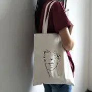 Printed Canvas Tote Bag White - One Size