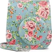 BLBMTCBCAG Camera Protective Cover Handbag Plant Flower Color Printing PU Leather Retro Bag Fit for Fuji Fit for Instax Fit for Polaroid Mini 11 8 9 Mini11 Camera Protection(C)