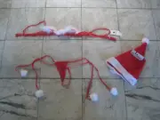 NEW 3 pc sexy Santa's Helper open cup bra / G string set Size L & hat FREE S&H