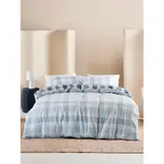 ESPRIT Wynona Sky/Navy Blue Chambray Check Pattern Quilt Cover Set