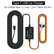 Hardwire Type-C USB Car Charg Dual Car DVR Dash Cam Mirror Camera Charging Cable
