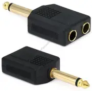 Mono 1/4"Y Splitter 1*Male~2*Female Audio/Guitar/PA/Mic Cable Adapter,6.3mm{GOLD