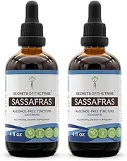 Sassafras Tincture Alcohol-Free Extract, Organic Sassafras (Sassafras albidum) Dried Root Bark 2x4 oz