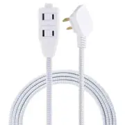 Cordinate 8 ft. 3 Polarized Outlet Basic Extension Cord, Grey/White