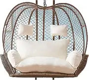 Outdoor Hanging Hammock Swing Chair with Washable Cushion, Reusable Double Seater Egg Chair for Patio, Thick Comfortable Rattan Swing Chair Pad for 2 People, 23.5x15 Inches