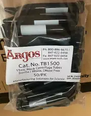 Argos 15 mL LiteSafe Centrifuge Tube Black Sterile TB1500 case of 100