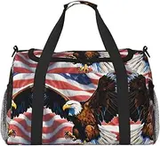 [EdWal] Eagle with USA Flag Print Weekender Bags for Women,Travel Bags Personal Item Travel Bag Luggage Bag Travel Accessories, Black, One Size