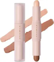 Dual Cream Contour Stick, 2 in 1 Contouring & Highlight Stick, Long Lasting, Smo