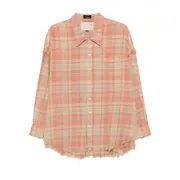 [R13] R13 Frayed Plaid Shirt M NEUTRALS/RED