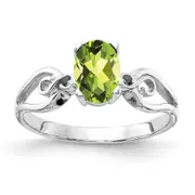 14k White Gold 8x6mm Oval Peridot ring