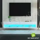 200CM Wall Mount TV Stand Cabinet Entertainment Unit Gloss Storage w/RGB LED WH