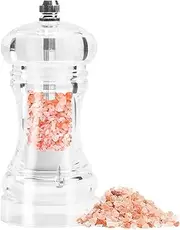 Acrylic Pepper Mill,Adjustable Coarseness Manual Pepper Mill and Salt Shaker,Clear Acrylic Salt and Pepper Grinder (4 inch)