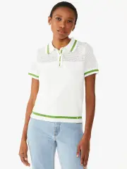 Pointelle Polo Sweater